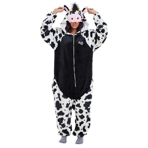 Snuggs Blanket Animal Onesie Black Cow